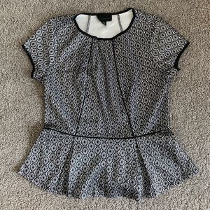 NWOT Worthington black and white lace blouse